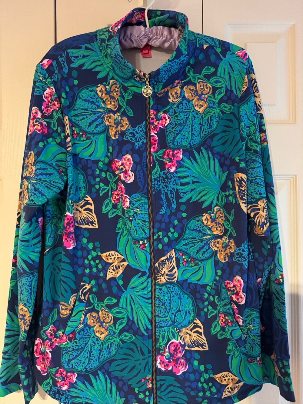 EUC LILLY PULITZER Leona Zip-up Jacket LOW TIDE NAVY LIFE OF THE PARTY, Size LAR - Picture 5 of 14